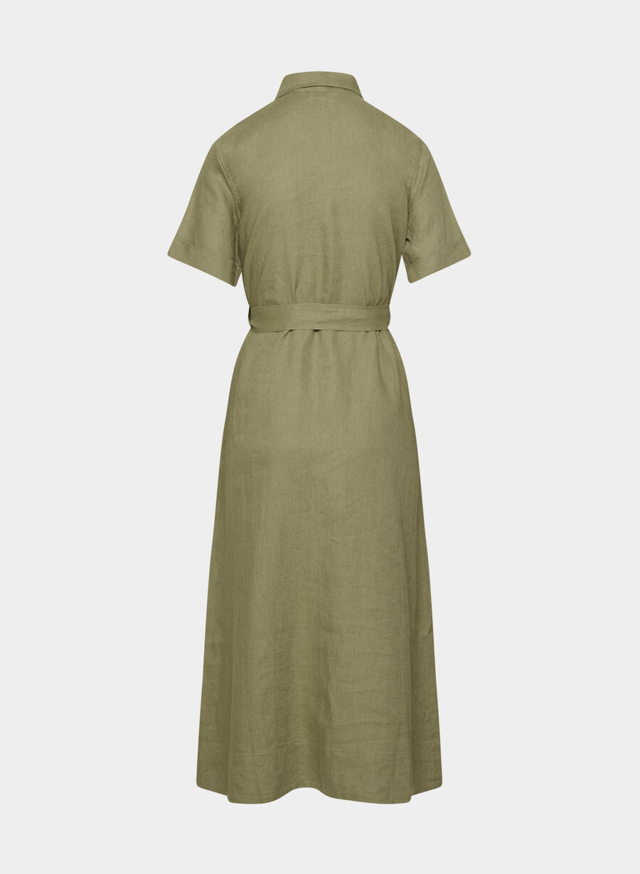 rochie maxi din in eleta măsline uscate la soare