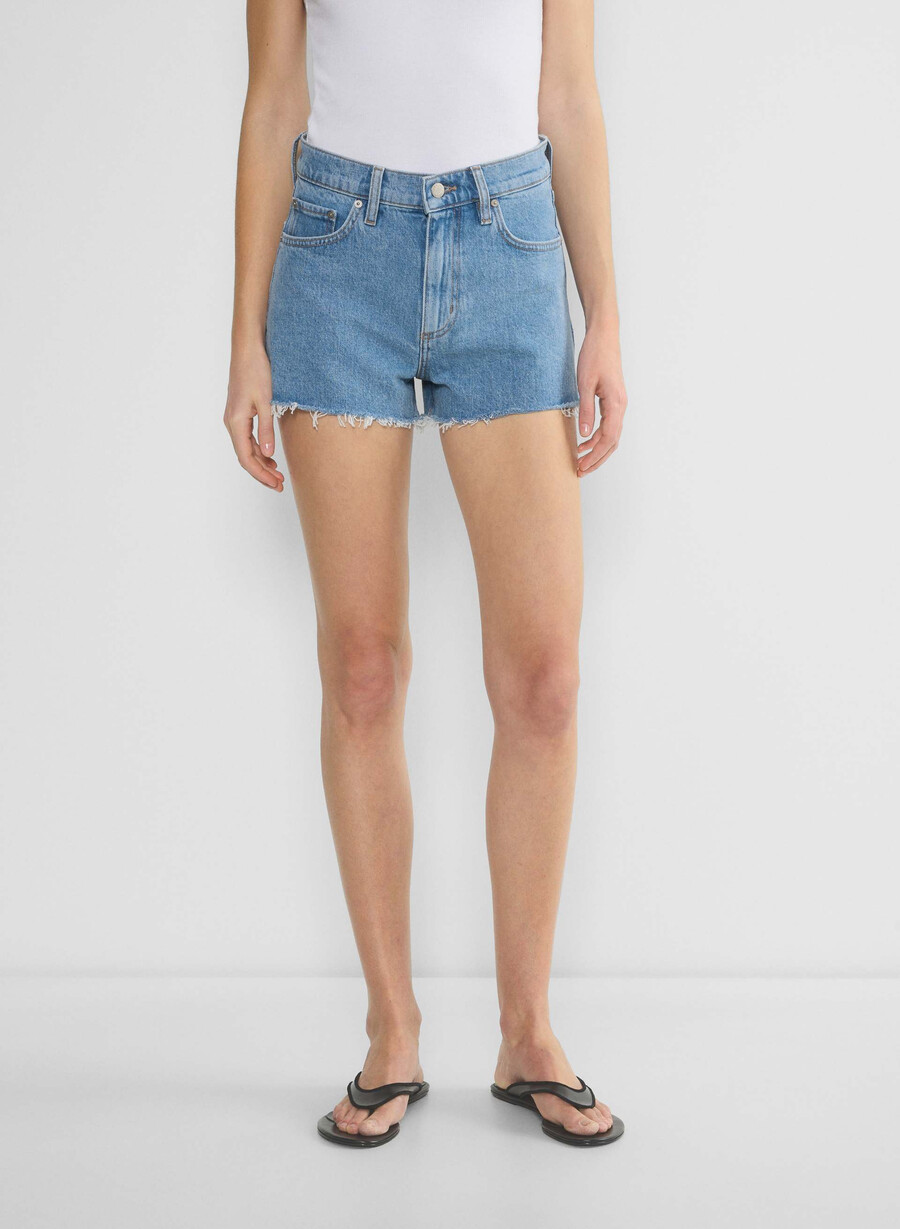 pantaloni scurți mini din denim denim forum jodie cu talie înaltă no-stress albastru deschis