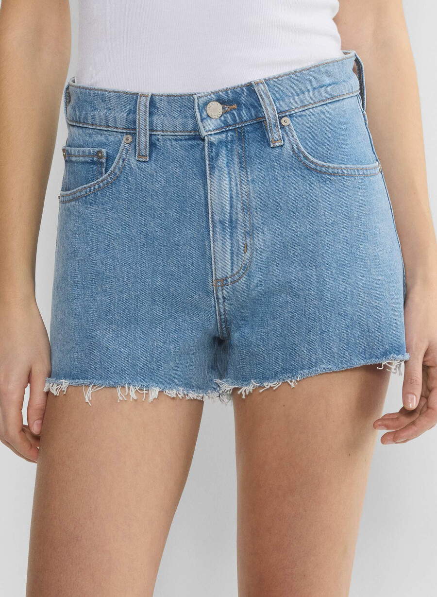 pantaloni scurți mini din denim denim forum jodie cu talie înaltă no-stress albastru deschis