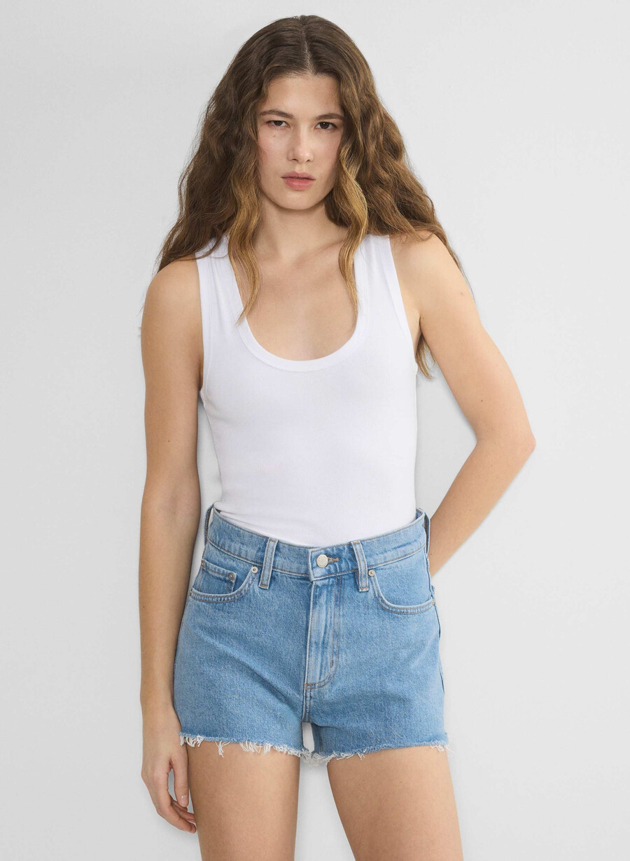 pantaloni scurți mini din denim denim forum jodie cu talie înaltă no-stress albastru deschis