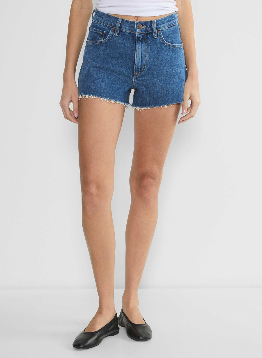 pantaloni scurți mini din denim denim forum jodie cu talie înaltă no-stress mediu albastru
