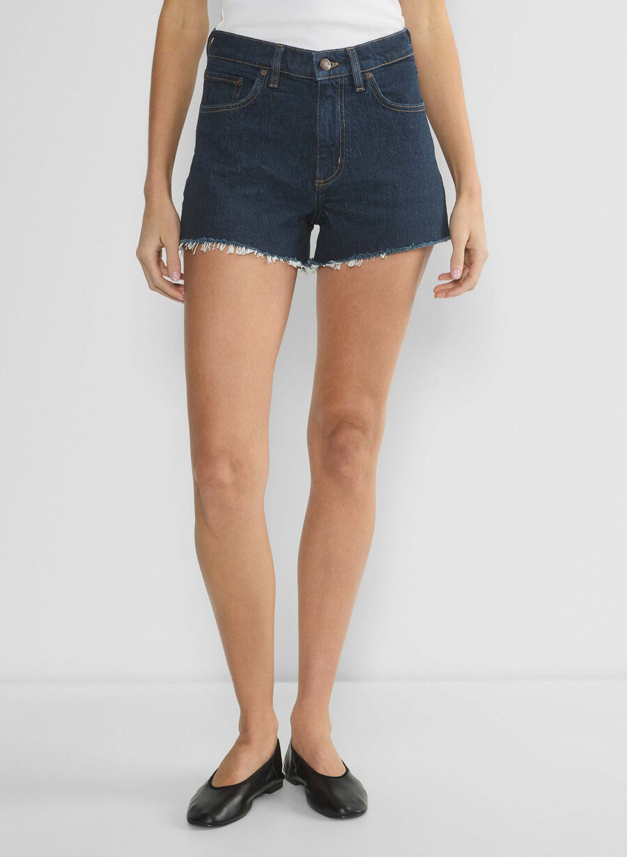 pantaloni scurți mini din denim denim forum jodie cu talie înaltă no-stress albastru Închis