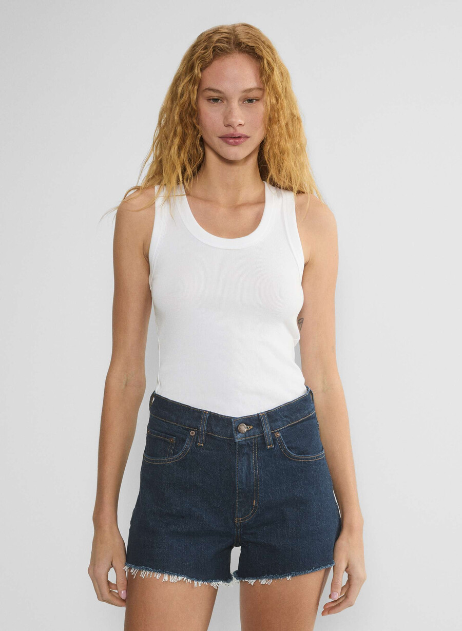 pantaloni scurți mini din denim denim forum jodie cu talie înaltă no-stress albastru Închis