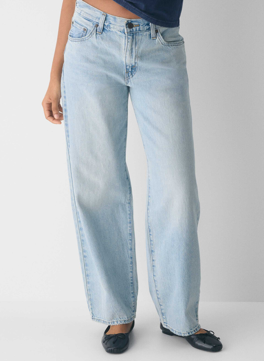 blugi levis baggy dad cu imprimeu evantai