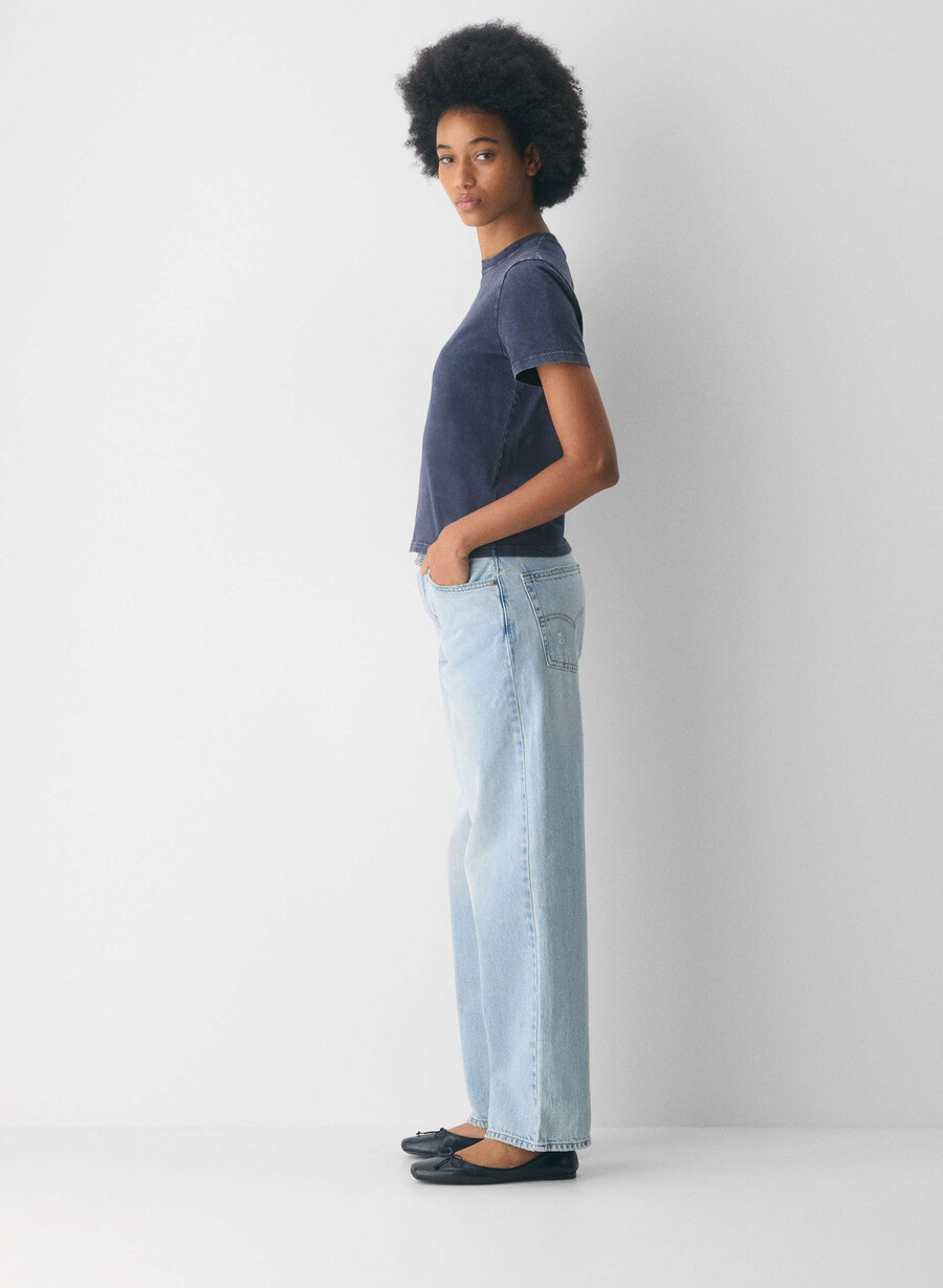 blugi levis baggy dad cu imprimeu evantai