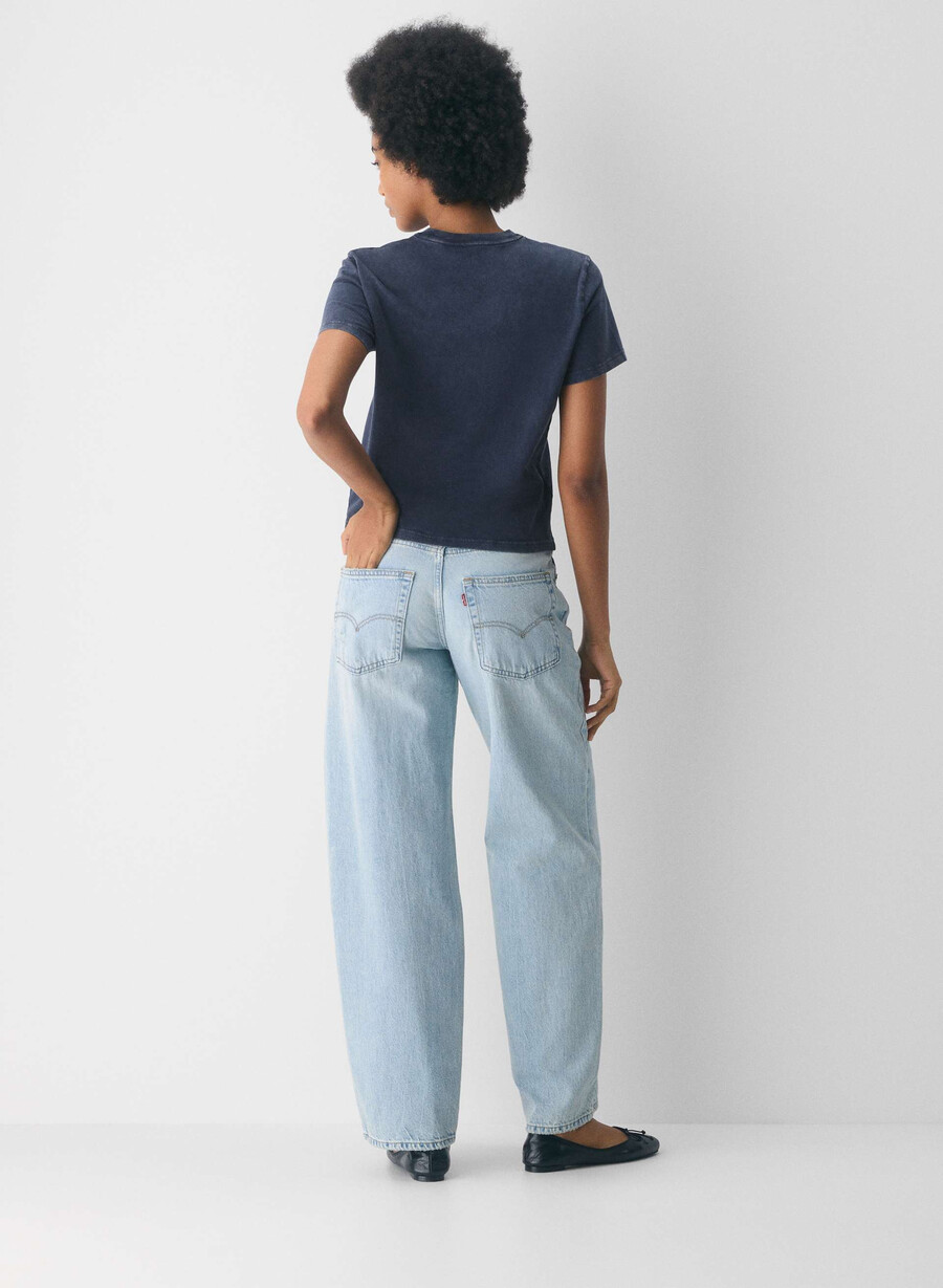 blugi levis baggy dad cu imprimeu evantai