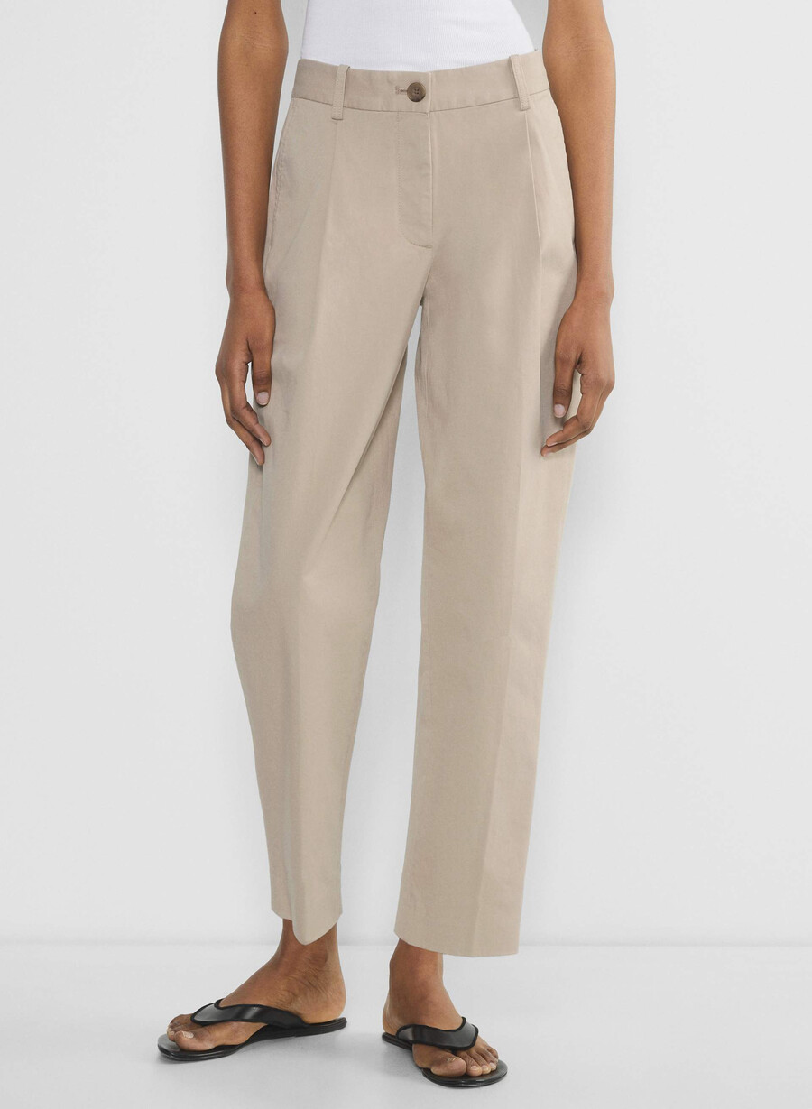 pantaloni chino cu talie medie model morcov spălați tundra taupe