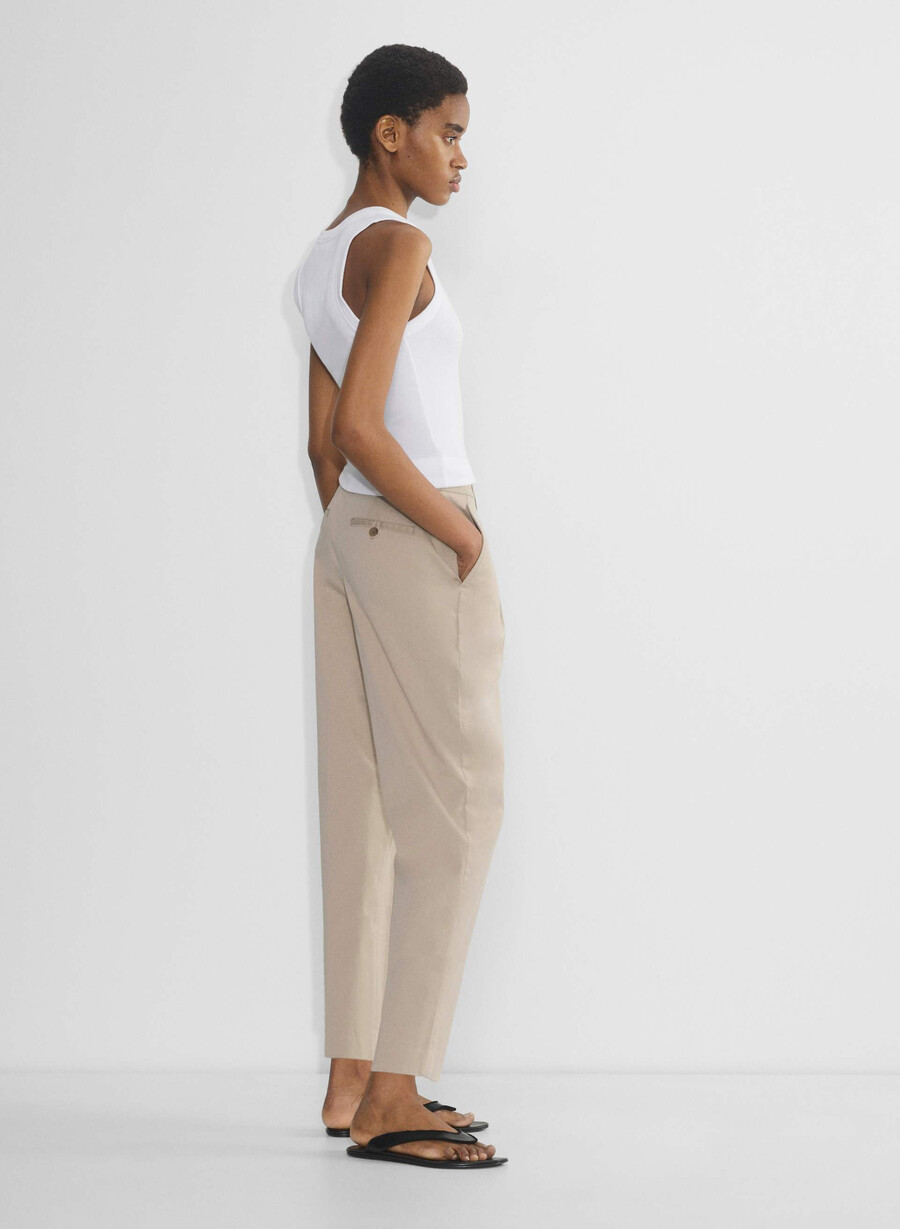 pantaloni chino cu talie medie model morcov spălați tundra taupe