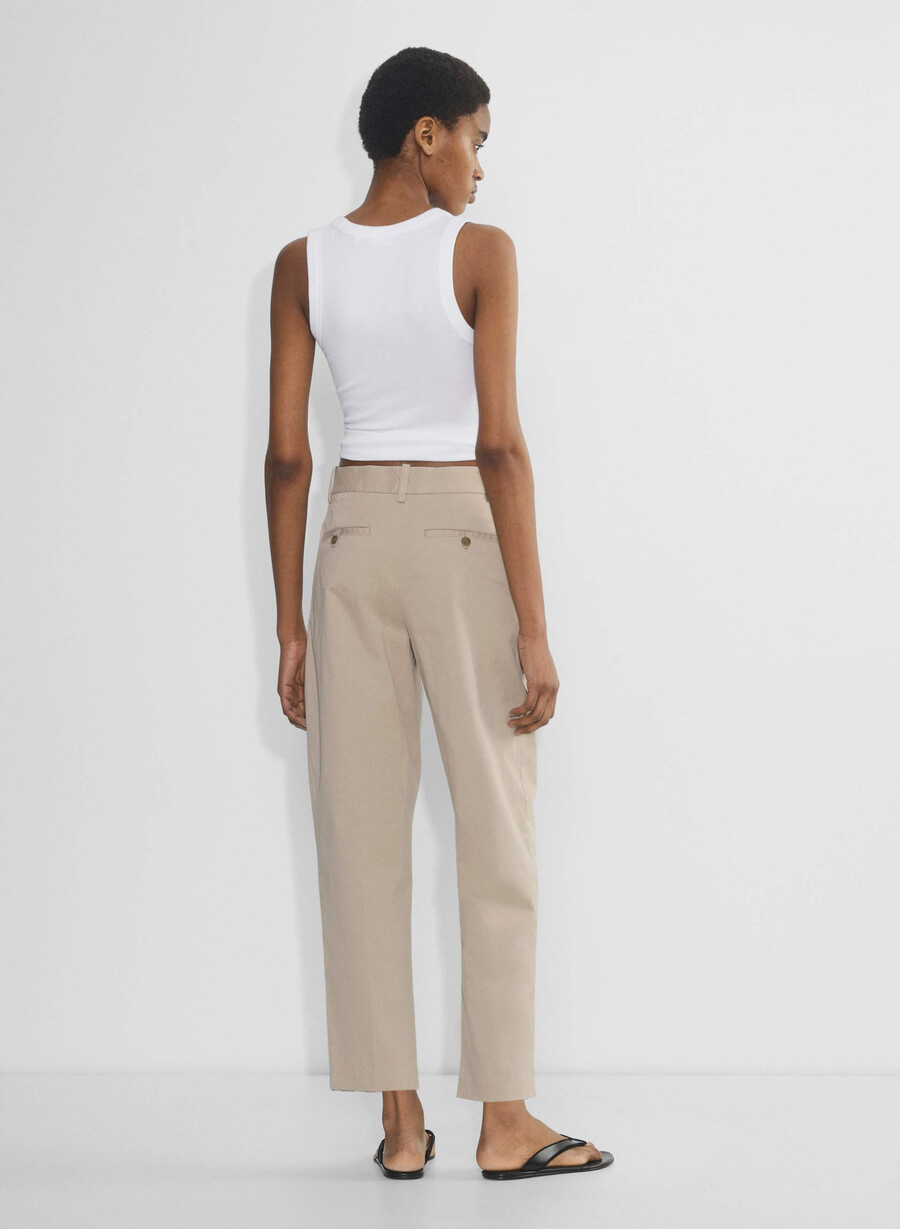 pantaloni chino cu talie medie model morcov spălați tundra taupe