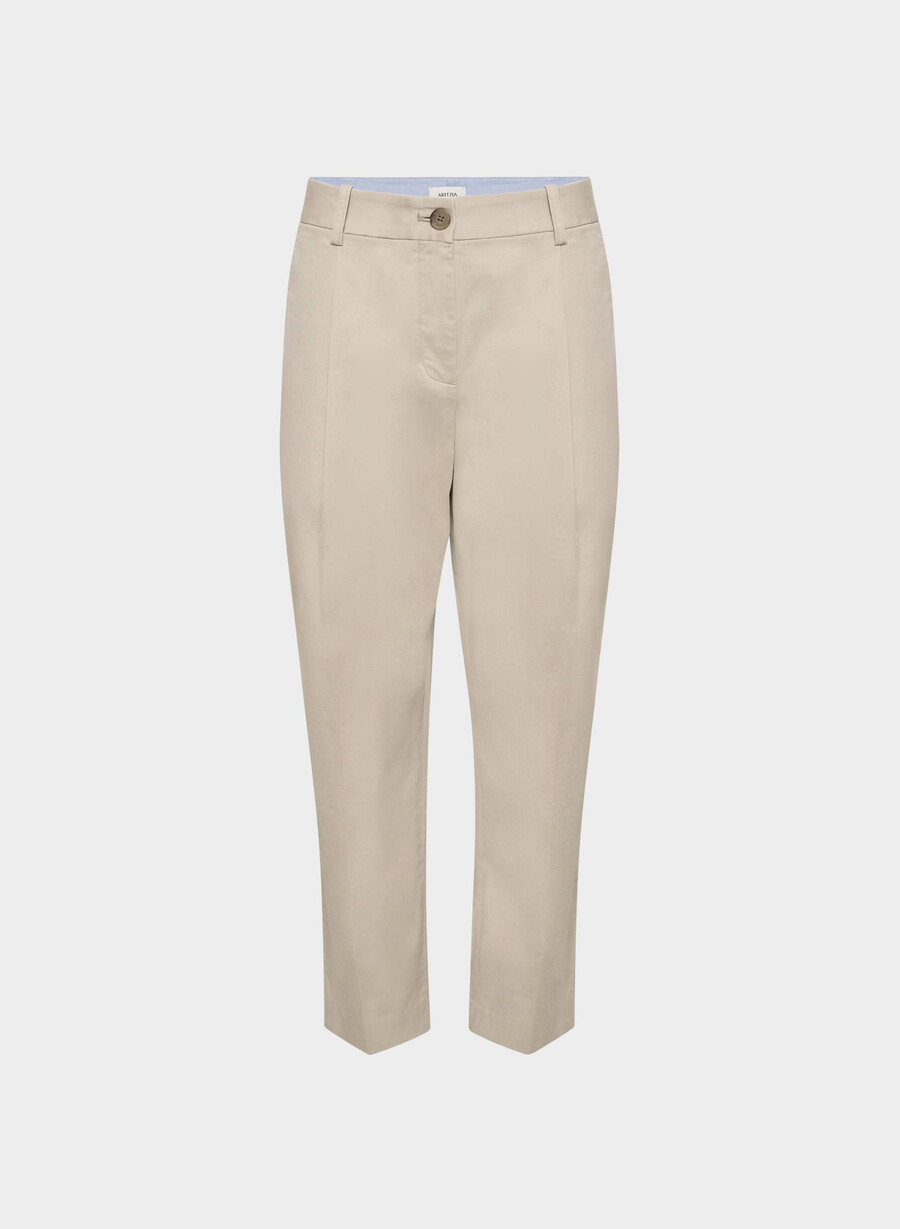 pantaloni chino cu talie medie model morcov spălați tundra taupe