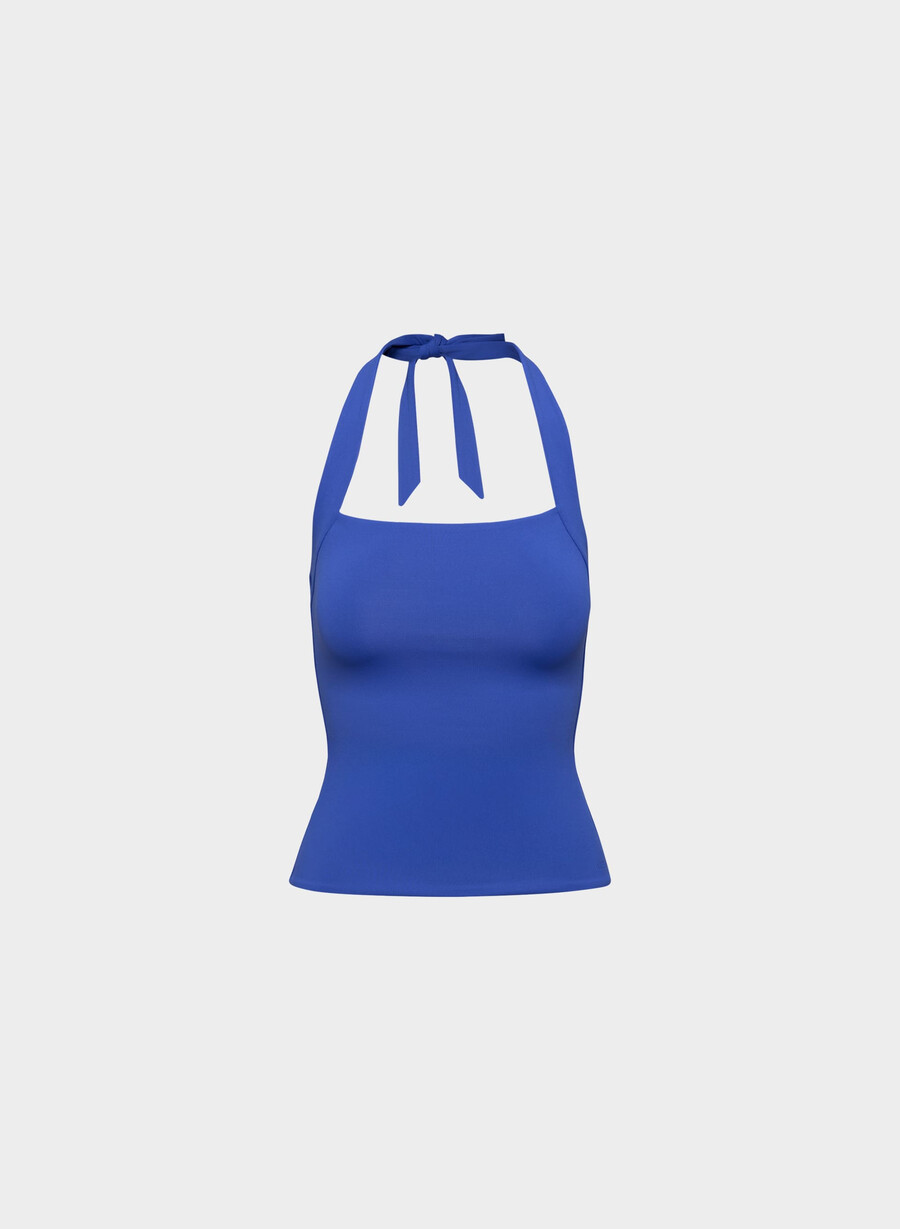 top cu imprimeu halter original contour optimum ablaze blue