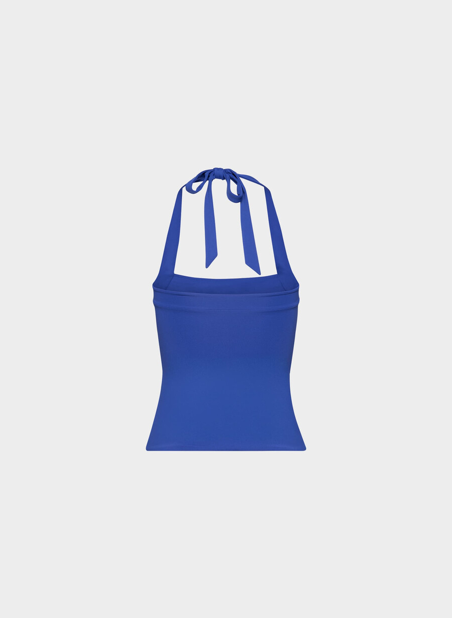 top cu imprimeu halter original contour optimum ablaze blue