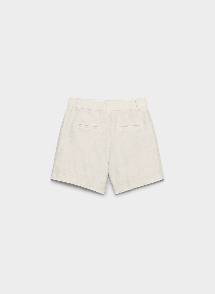 pantaloni scurți the effortless short cu croială curbată până la mijlocul coapsei culoare natural ecru