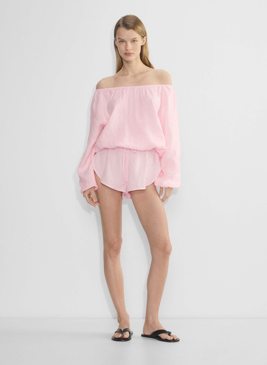 pantaloni scurți airplush cotton villa roz villa