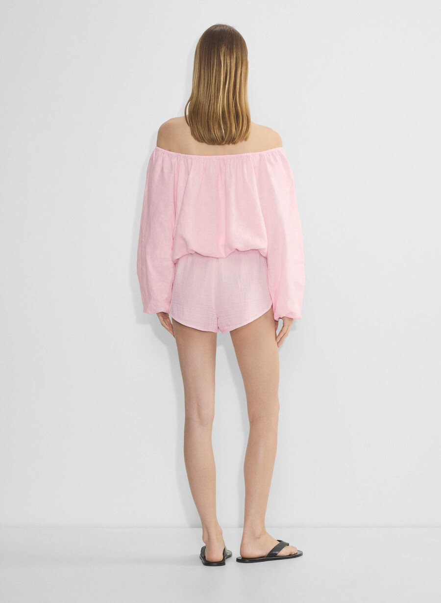 pantaloni scurți airplush cotton villa roz villa