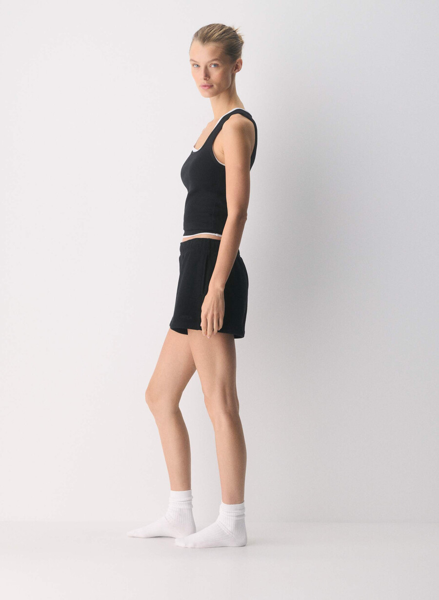 pantaloni scurți mini cozy sweatfleece mega hi-rise negri
