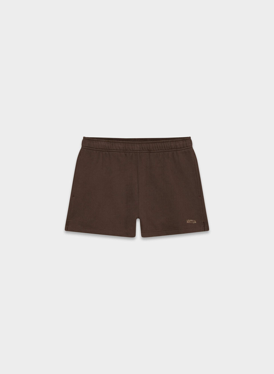 pantaloni scurți mini cozy sweatfleece mega hi-rise maro mocha