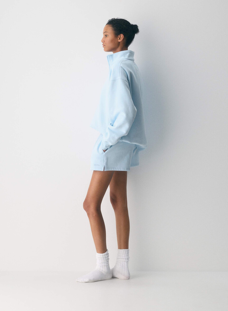 pantaloni scurți mini cozy sweatfleece mega hi-rise villa blue