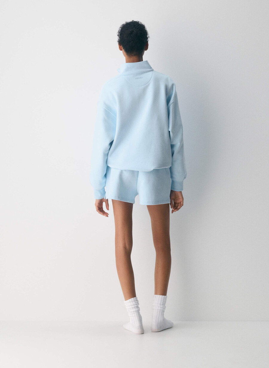 pantaloni scurți mini cozy sweatfleece mega hi-rise villa blue