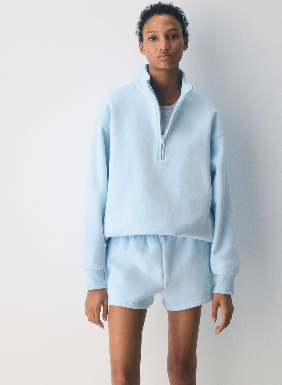 pantaloni scurți mini cozy sweatfleece mega hi-rise villa blue