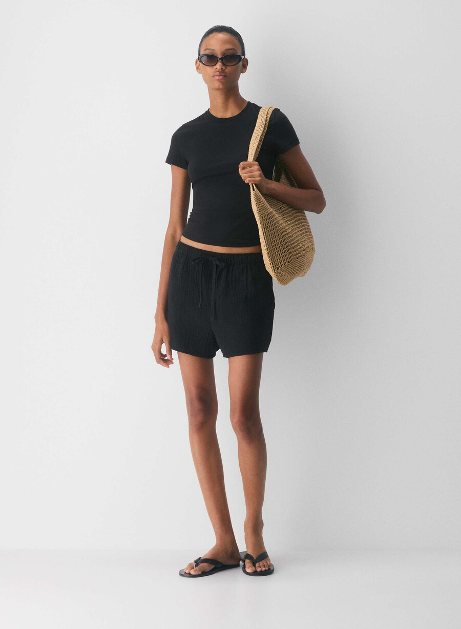 pantaloni scurți airplush cotton sail negri