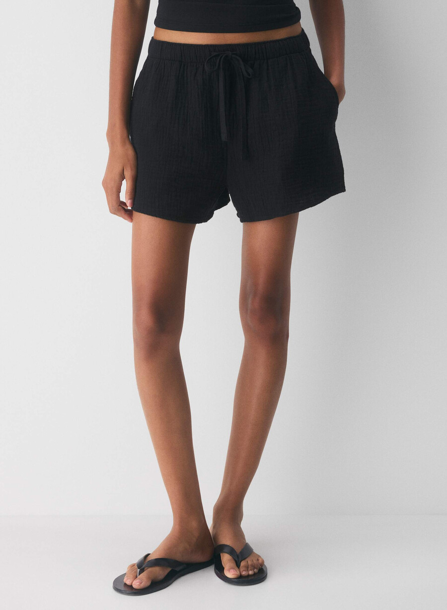 pantaloni scurți airplush cotton sail negri