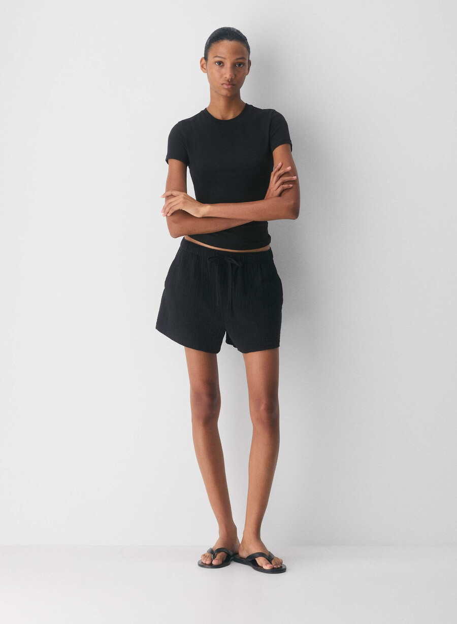 pantaloni scurți airplush cotton sail negri