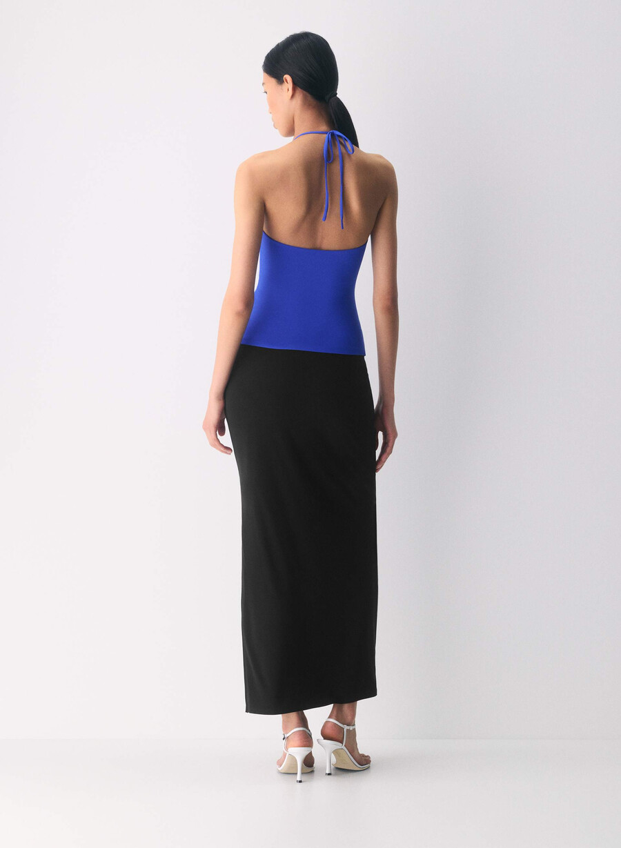 top cu imprimeu halter original contour grace ablaze blue