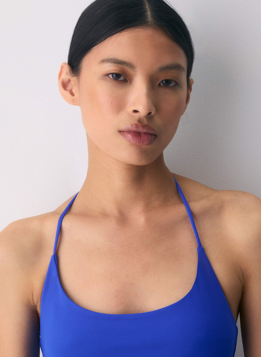 top cu imprimeu halter original contour grace ablaze blue