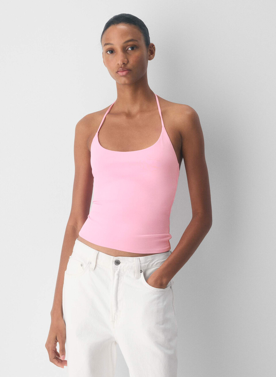 top cu imprimeu floral original contour grace roz pal