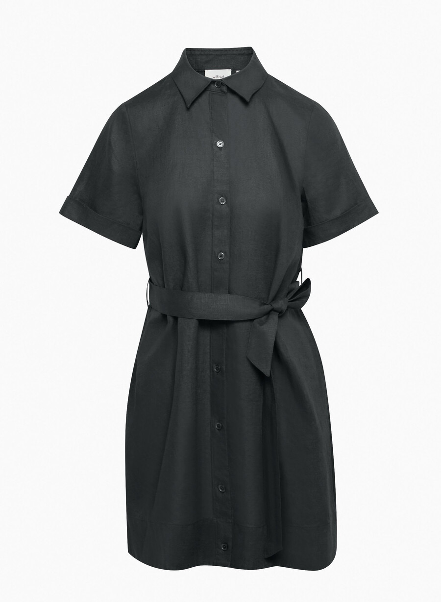 rochie mini din in eleta negră