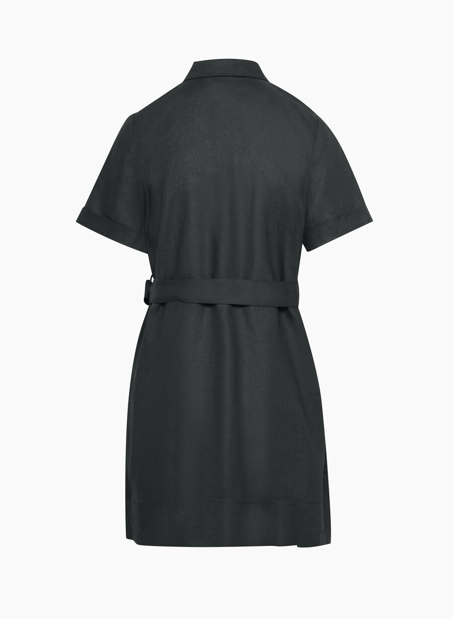 rochie mini din in eleta negră