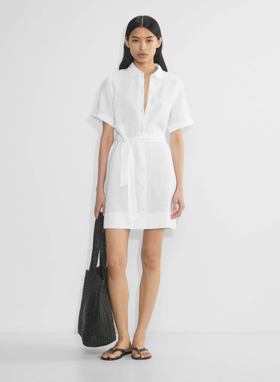 rochie mini din in eleta albĂ