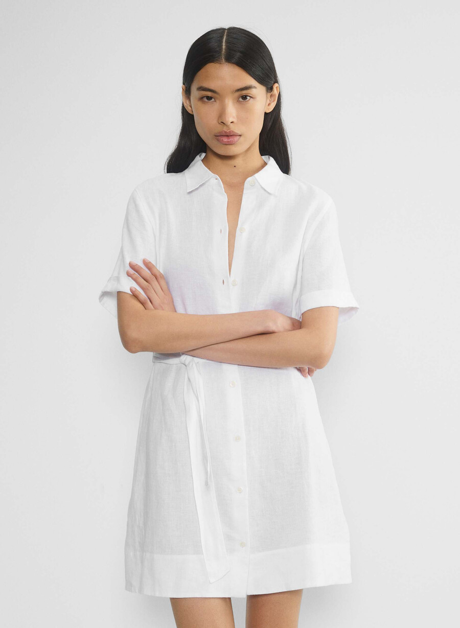 rochie mini din in eleta albĂ