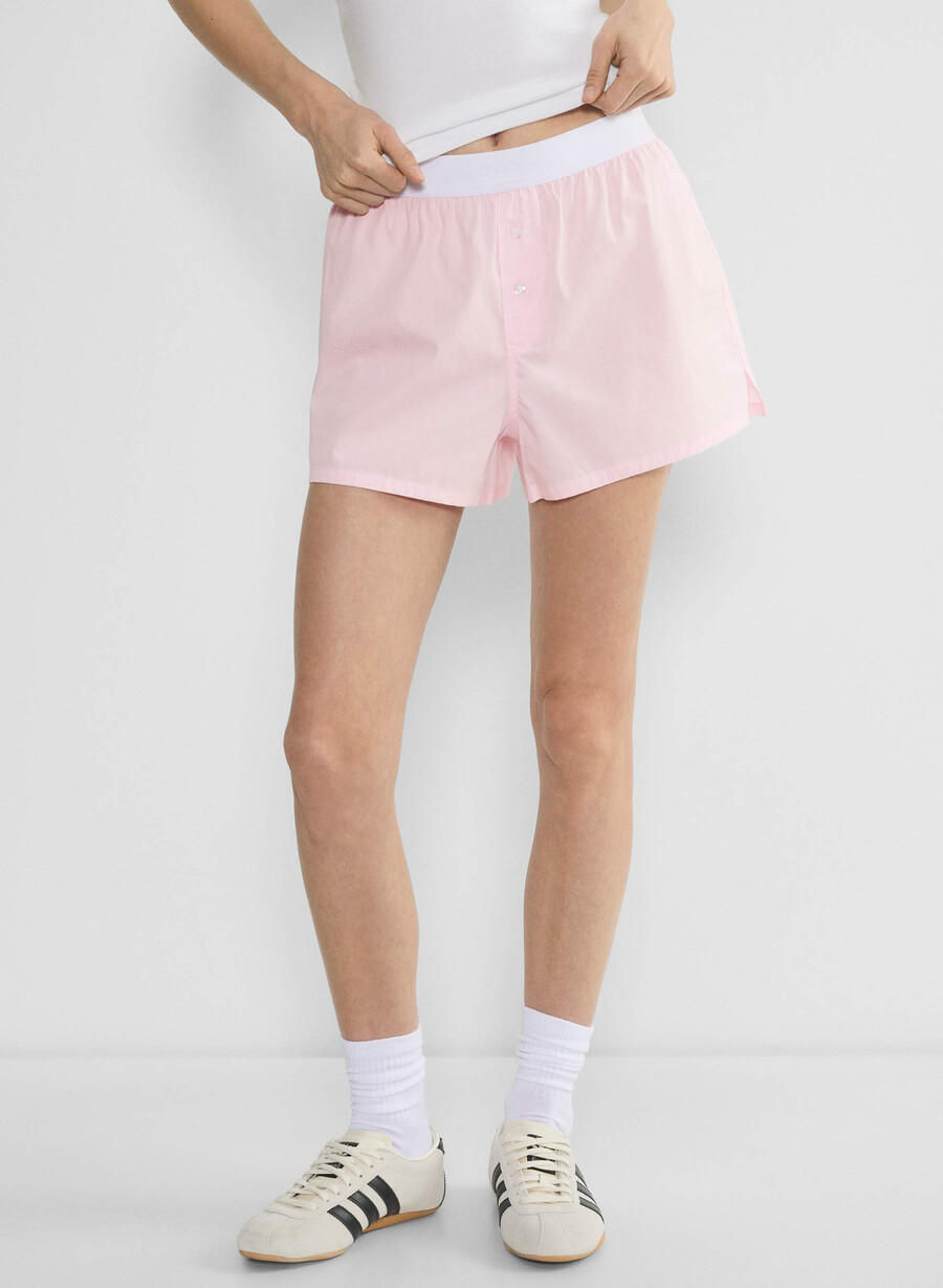 boxer scurt cu bandă din poplin dally villa pink