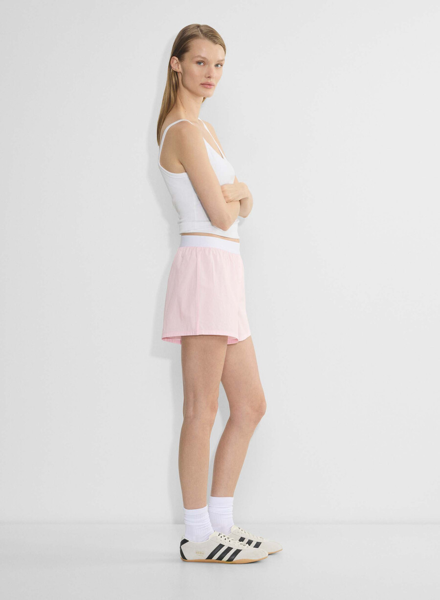 boxer scurt cu bandă din poplin dally villa pink