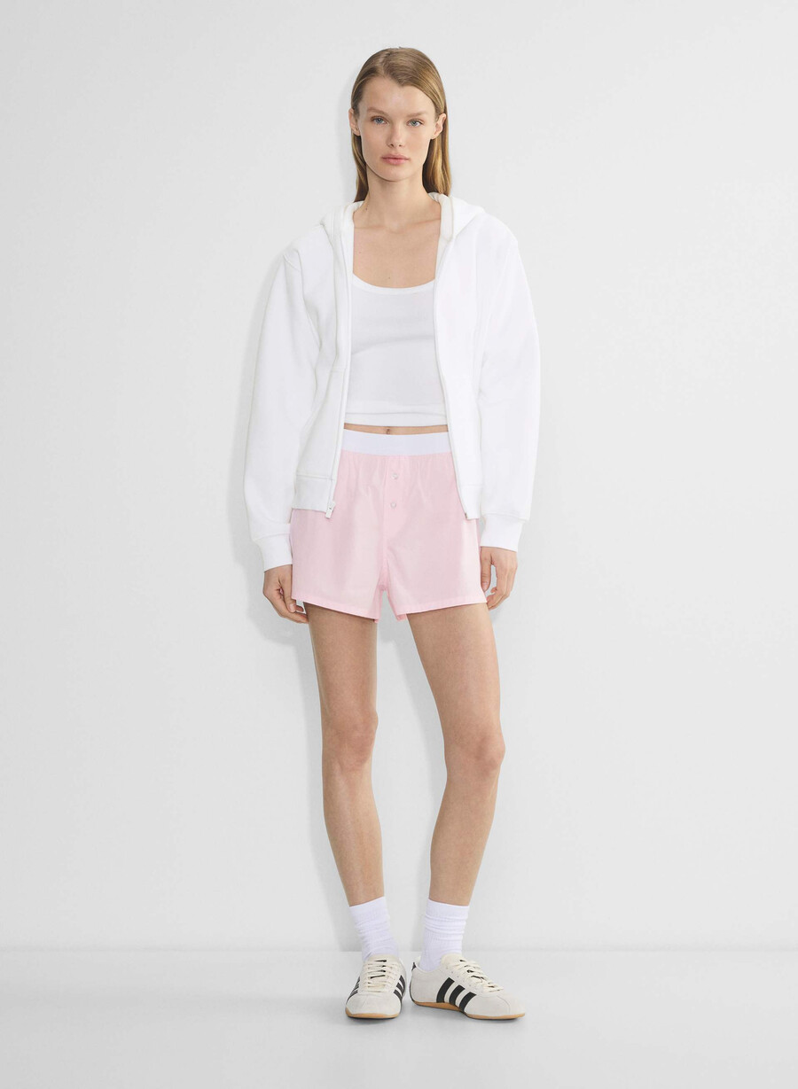 boxer scurt cu bandă din poplin dally villa pink