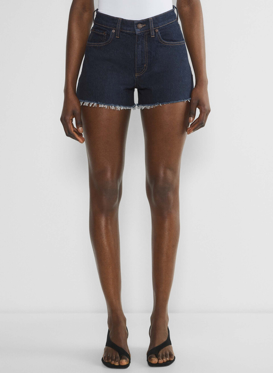 pantaloni scurți mini din denim denim forum jodie curve-fit cu talie înaltă no-stress albastru Închis