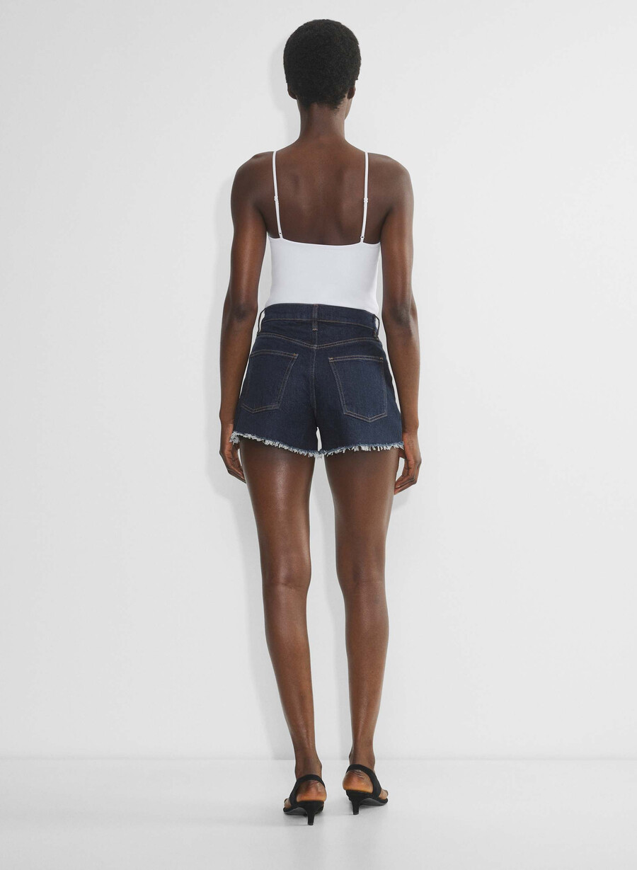 pantaloni scurți mini din denim denim forum jodie curve-fit cu talie înaltă no-stress albastru Închis