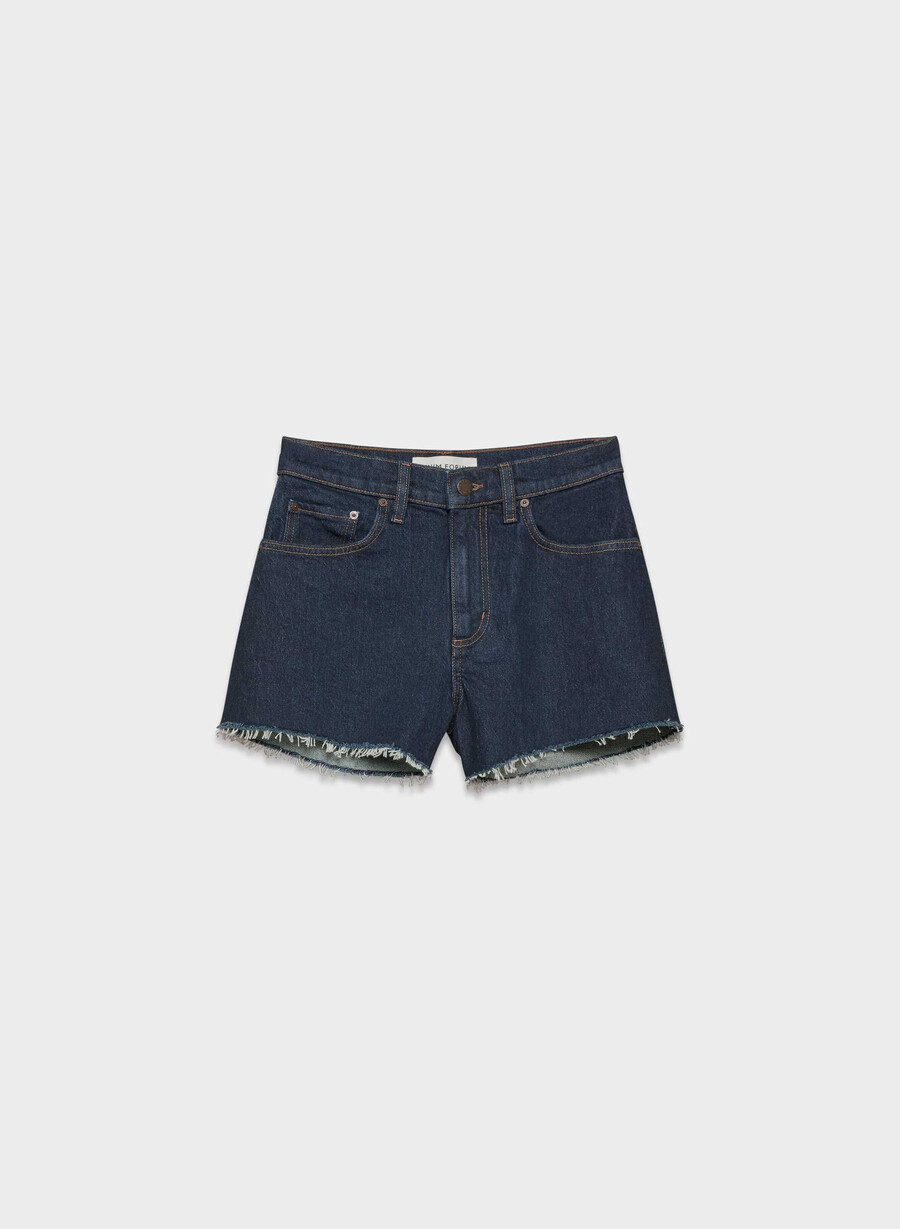 pantaloni scurți mini din denim denim forum jodie curve-fit cu talie înaltă no-stress albastru Închis