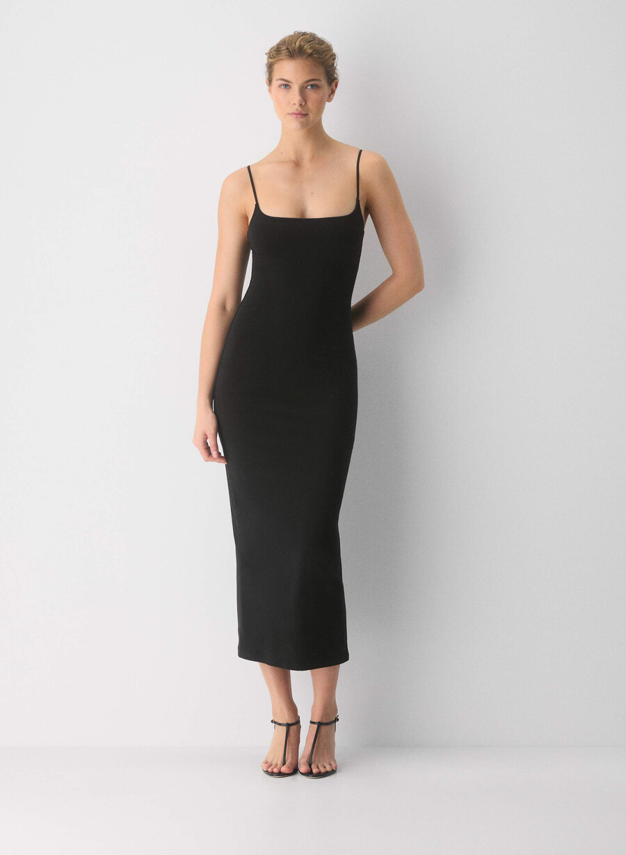 rochie maxi camișon casual contur summon negru