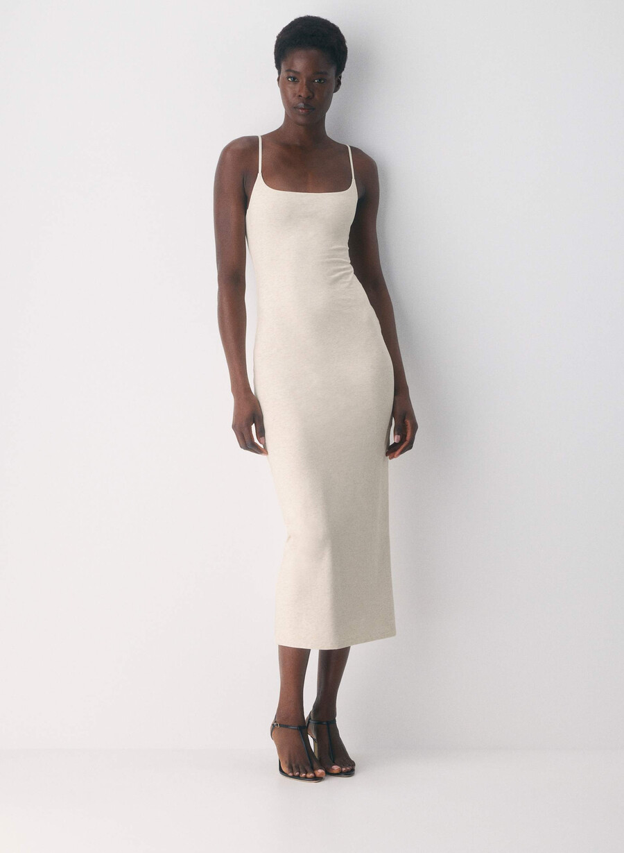 rochie maxi camișon casual contour summon heather light oatmea