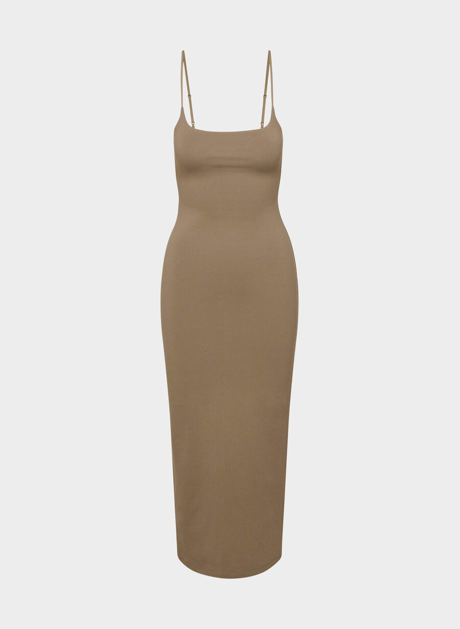 rochie maxi camișon casual contour summon folio maro