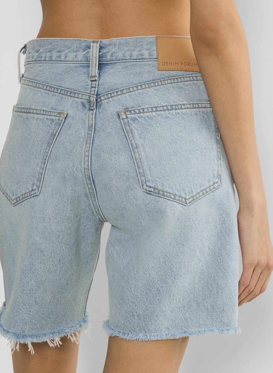 denim forum pantaloni scurți lungi din denim cu talie înaltă vintage din anii 90 iată că vine sn bl