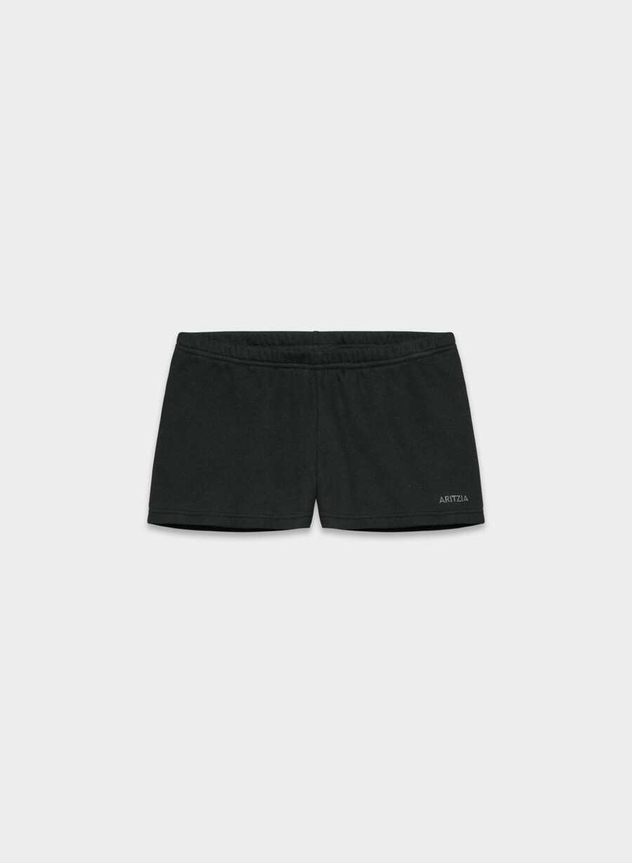 pantaloni scurți mini confortabili din fleece boyfriend cu talie joasă negri