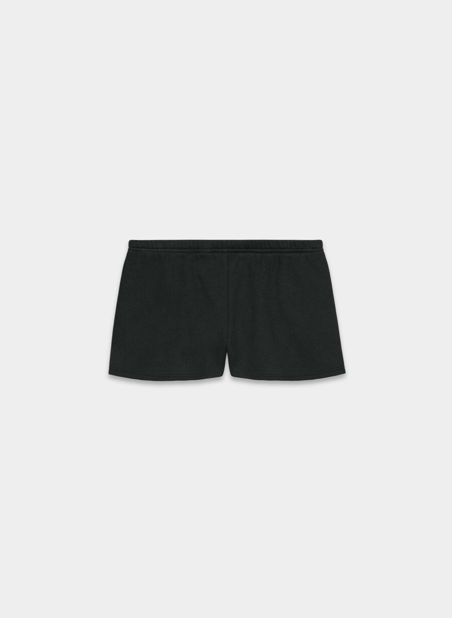 pantaloni scurți mini confortabili din fleece boyfriend cu talie joasă negri