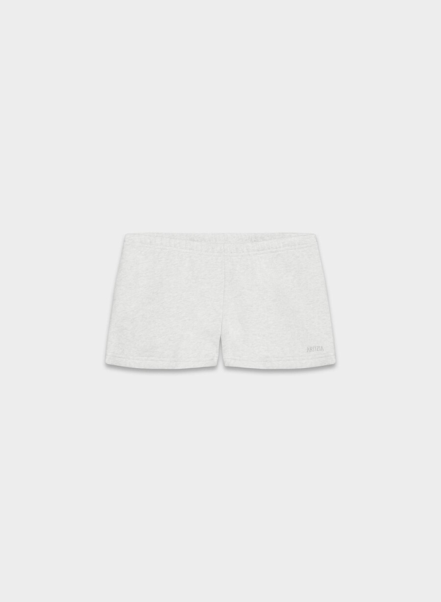 pantaloni scurți mini confortabili din fleece boyfriend cu talie joasă alb-negru