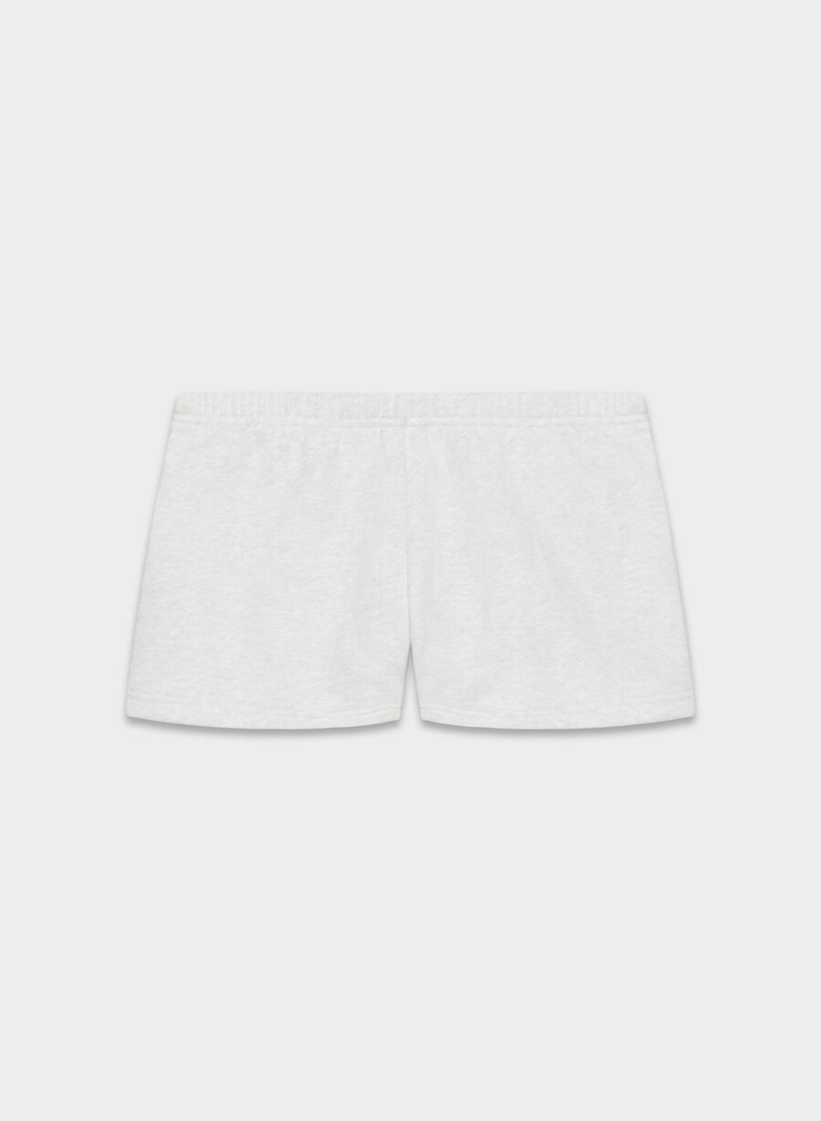 pantaloni scurți mini confortabili din fleece boyfriend cu talie joasă alb-negru