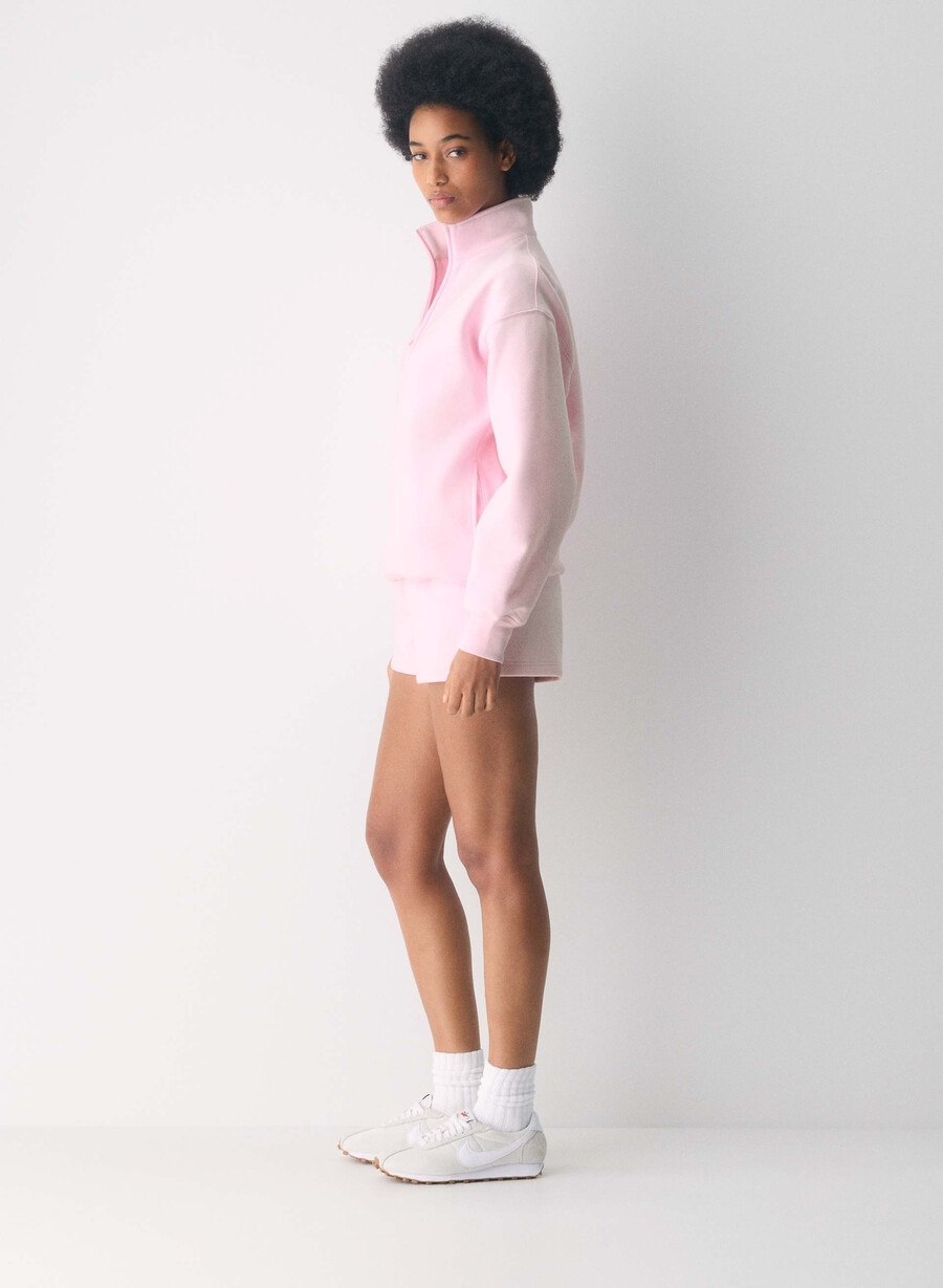 pantaloni scurți mini confortabili din fleece boyfriend cu talie joasă villa pink