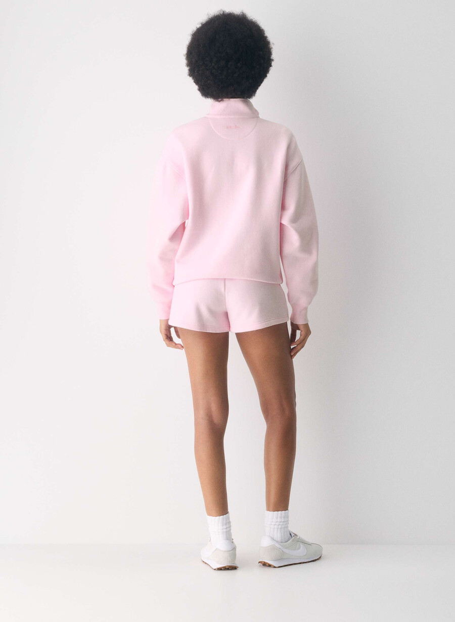 pantaloni scurți mini confortabili din fleece boyfriend cu talie joasă villa pink